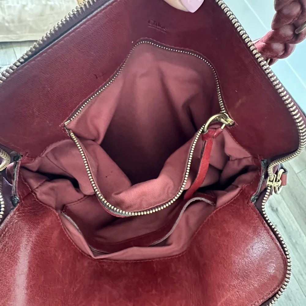 Chloe Deep Red Leather Shoulder Bag